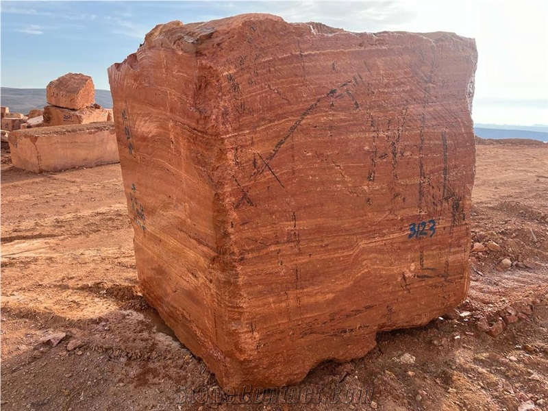 Iran Red Travertine Blocks
