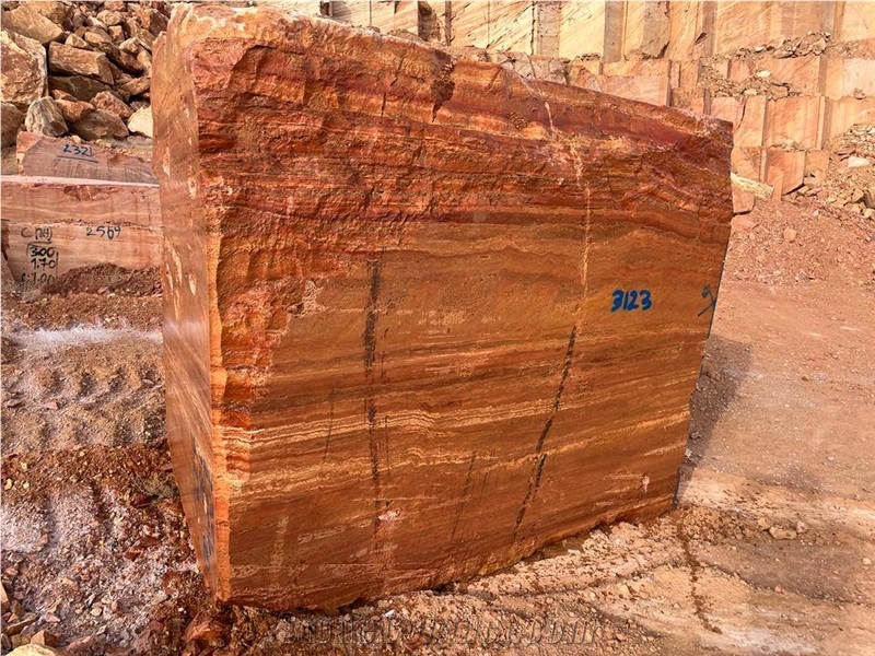 Iran Red Travertine Blocks