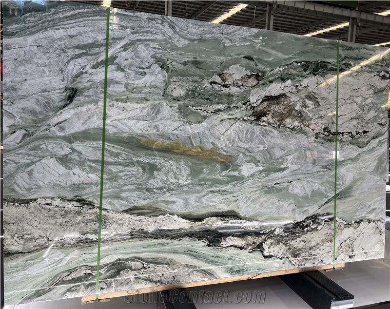 Jade Green Cloud Marble Slabs