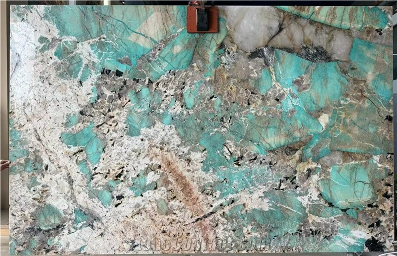 Extroic Stone Amazonite Green Granite Slabs For Wall