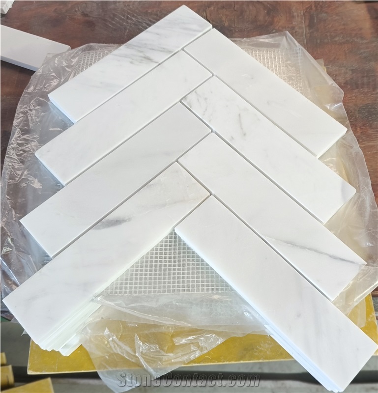 Popular Marble Herringbone Mosaic Tiles For Wall And Floor