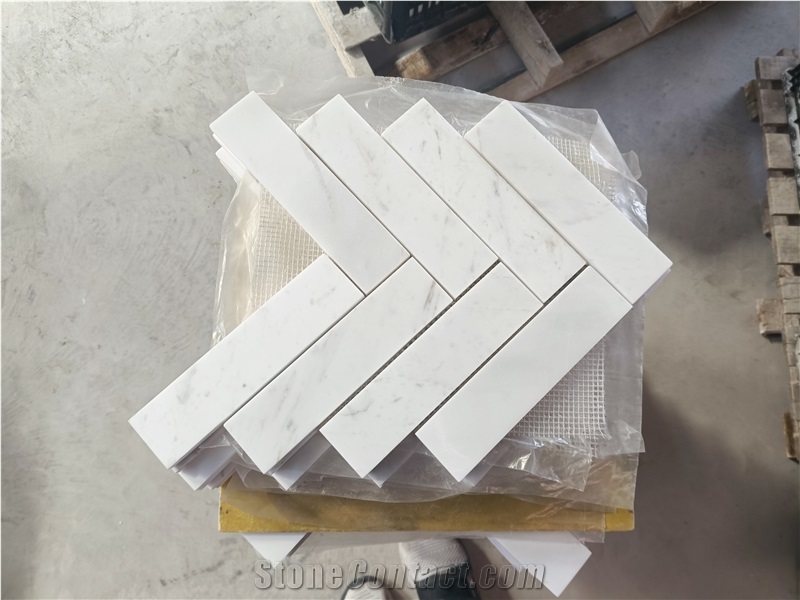 Popular Marble Herringbone Mosaic Tiles For Wall And Floor
