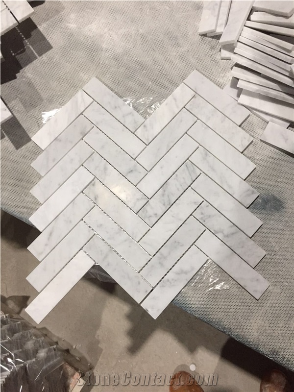 Popular Marble Herringbone Mosaic Tiles For Wall And Floor