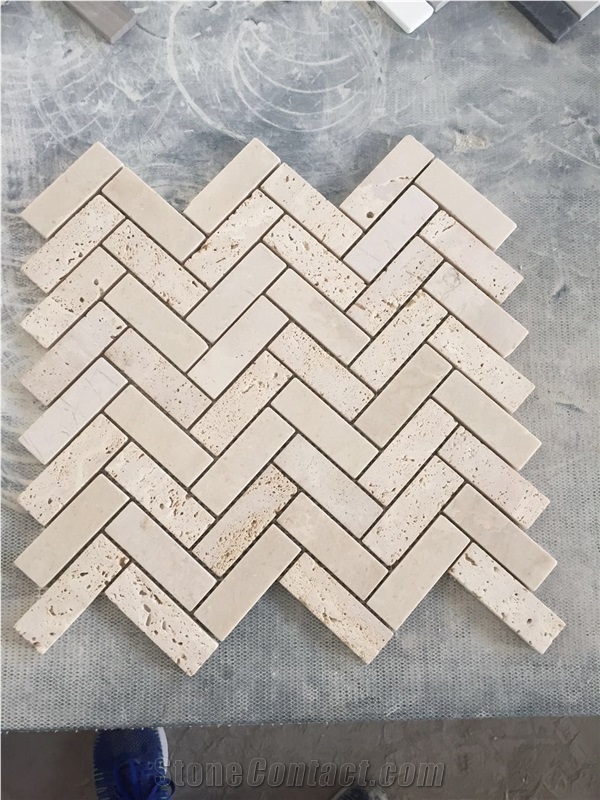 Popular Marble Herringbone Mosaic Tiles For Wall And Floor