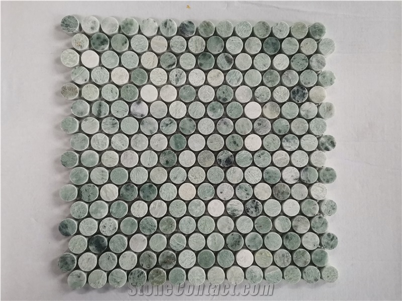 Round Penny Circle Marble Mosaic Tiles For Bathroom Wall