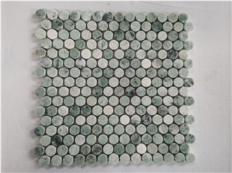 Round Penny Circle Marble Mosaic Tiles For Bathroom Wall