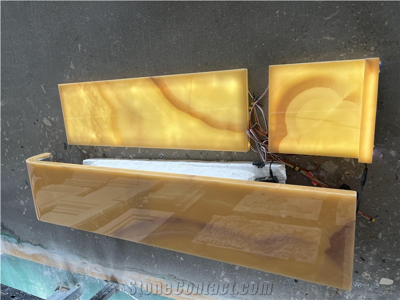 Yellow Onyx Stone Stairs Tread