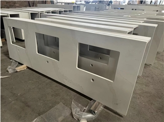 Custom Calacatta Quartz Bathroom Vanity Tops With Apron