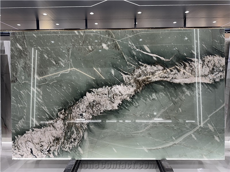 Brazil Dragon Green Quartzite Big Slabs Feature Wall Bookmatch