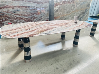 Monica Red Marble Dining Table Tops