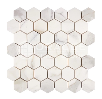 Calacatta Gold Italian Marble 2" X 2" Hexagon Mosaic Tiles