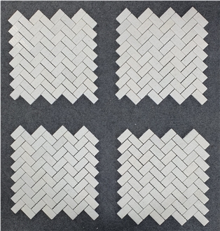 Crystal White Marble Herringbone Mosaic