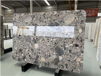 Stone Grigio Conglomerate Slab For Floor Tile