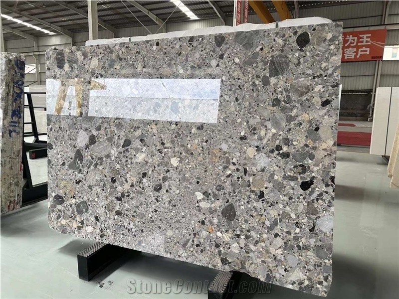 Stone Grigio Conglomerate Slab For Floor Tile