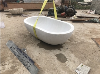 White Marble Free Stand Bathtub