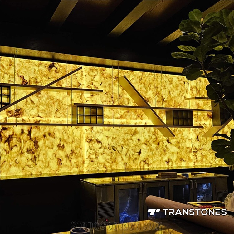 Translucent Yellow Alabaster Restaurant 3D Wall Panels