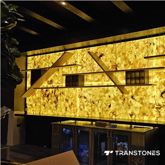 Translucent Yellow Alabaster Restaurant 3D Wall Panels
