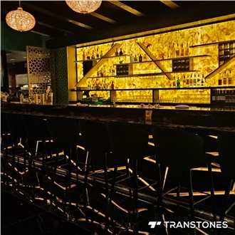 Translucent Yellow Alabaster Restaurant 3D Wall Panels