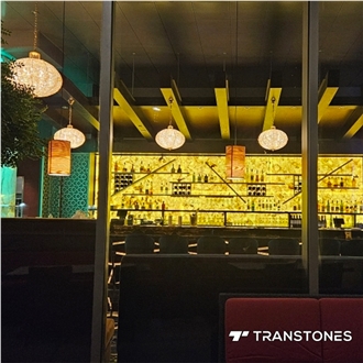 Translucent Yellow Alabaster Restaurant 3D Wall Panels