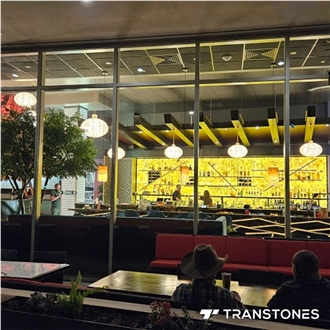 Translucent Yellow Alabaster Restaurant 3D Wall Panels