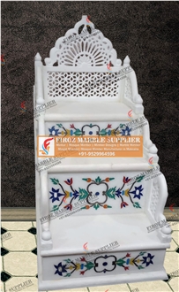 Emerald White Marble Mimber Steps Design In Inlay Work