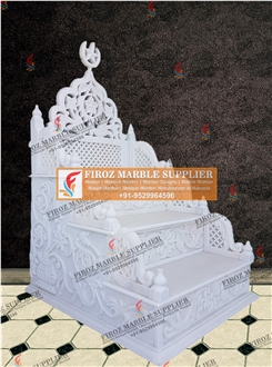 Makrana White Marble Stair Tread Mimber Design