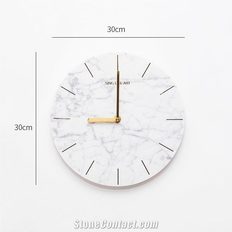 Carrara White Marble Round Wall Clock Gift Handicraft