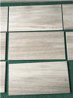 Chinese White Wood Grain Veins Marble Honed Tiles