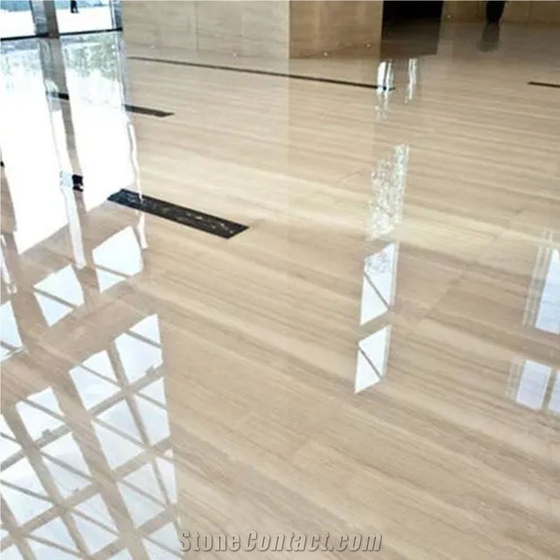 Chinese White Wood Grain Veins Marble Honed Tiles