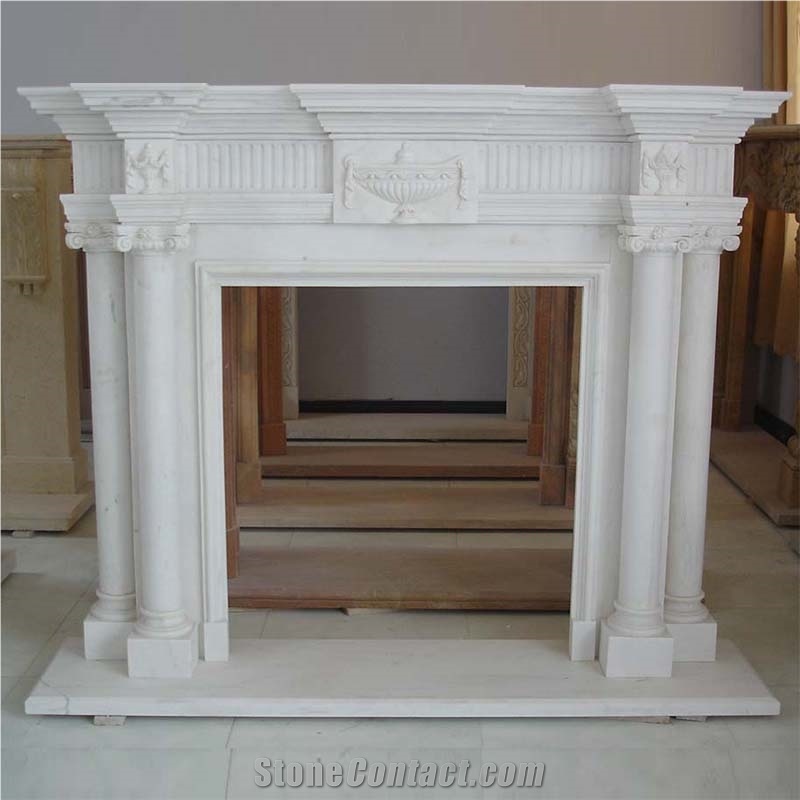 Hot Sales White Hand Carved Marble Fireplace