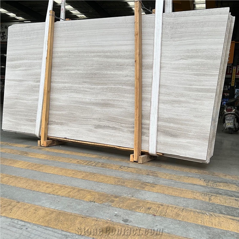 White Marble Flooring With Wooden Veins Wall Tiles