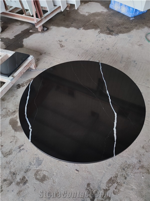 Custom Size Eased Edge Black 5064 Quartz Round Table Tops