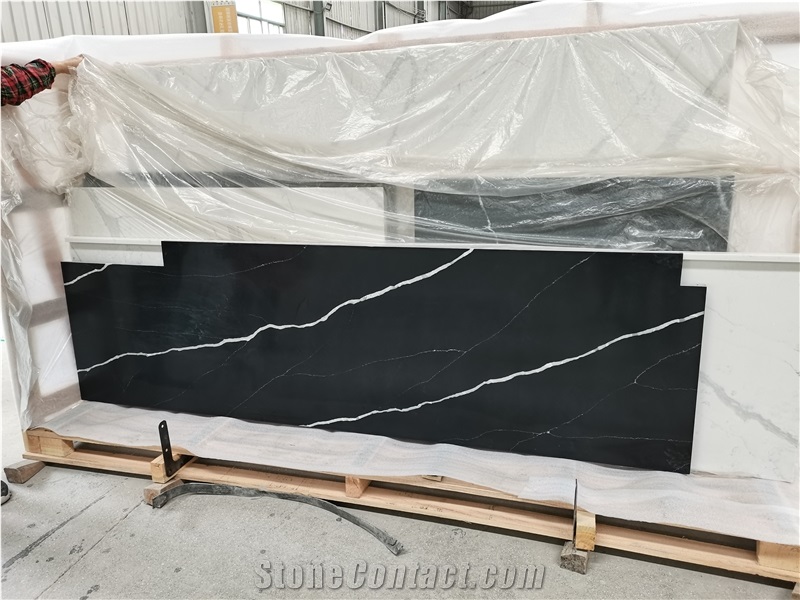 Custom Size Eased Edge Black 5064 Quartz Round Table Tops