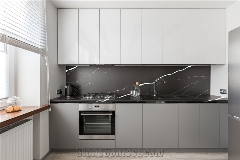 Custom Size Eased Edge Black 5064 Quartz Round Table Tops