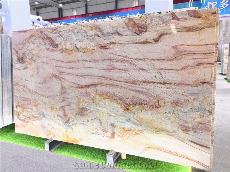 Brazilian Pink Quartzite Slabs For Indoor Decoration