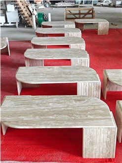 Integrated Romano Travertino Coffee Table For Hotel Decor