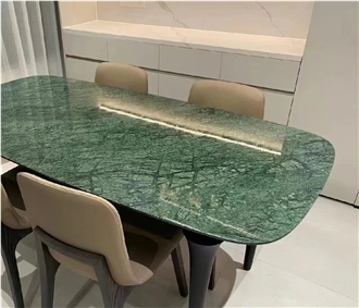 Marble Verde Guatemala Restaurant Table Tops For Hotel