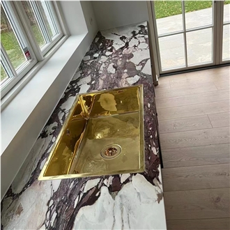 Prefab Luxury Italian Marble Calacatta Viola Kitchen Tops