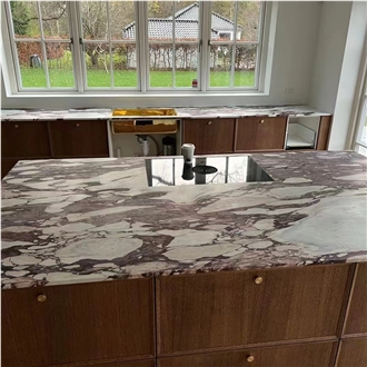 Prefab Luxury Marble Calacatta Viola Island Tops For Kitchen