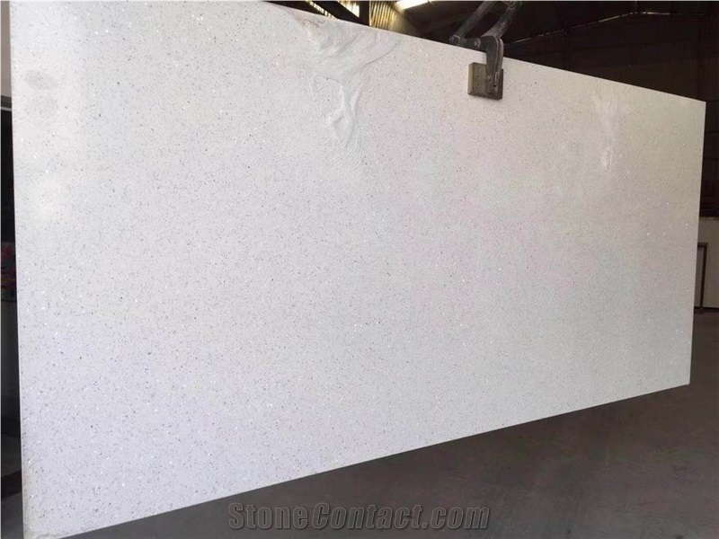 Stellar White Quartz Slabs from China - StoneContact.com