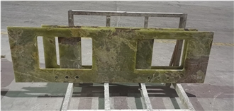 Prefab Green Onyx Bathroom Countertop Vanity Top