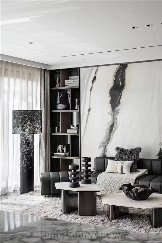 White Panda Marble Polished Slabs