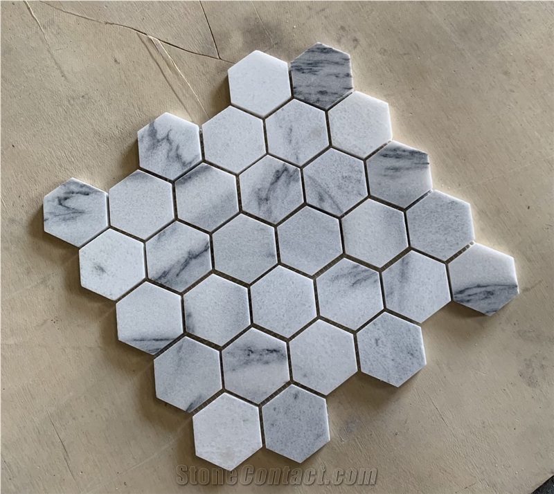 Vietnam Carrara Hexagon Marble Mosaic Tiles