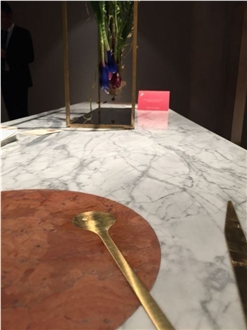 Waterjet Cut Marble Inlayed Table Tops Custom Design