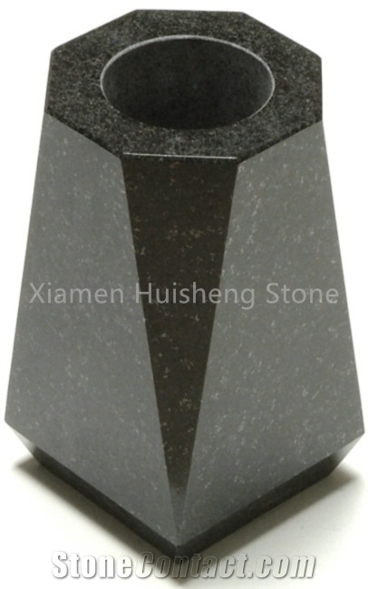Absolute Black Granite Vase Monumental Vase