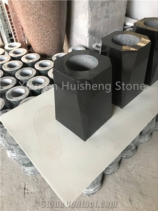Absolute Black Granite Vase Monumental Vase
