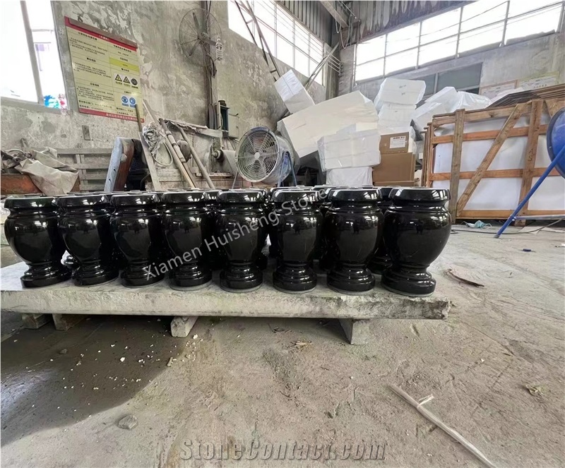 Absolute Black Granite Vase Monumental Vase
