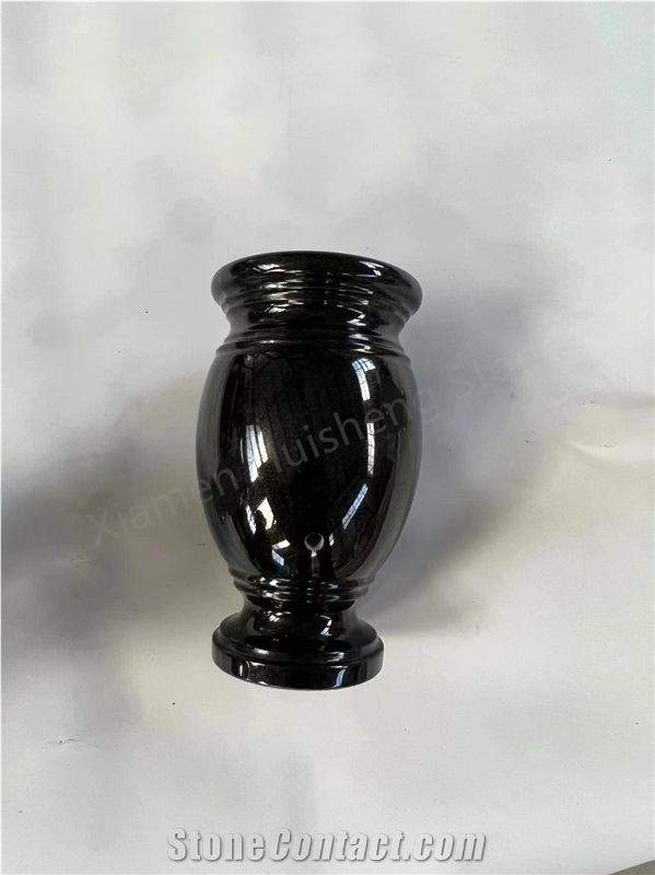 Absolute Black Granite Vase Monumental Vase