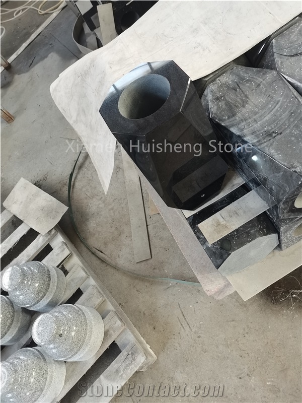 Absolute Black Granite Vase Monumental Vase