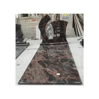 Aurora Granite Angel Engraved Single Tombstone